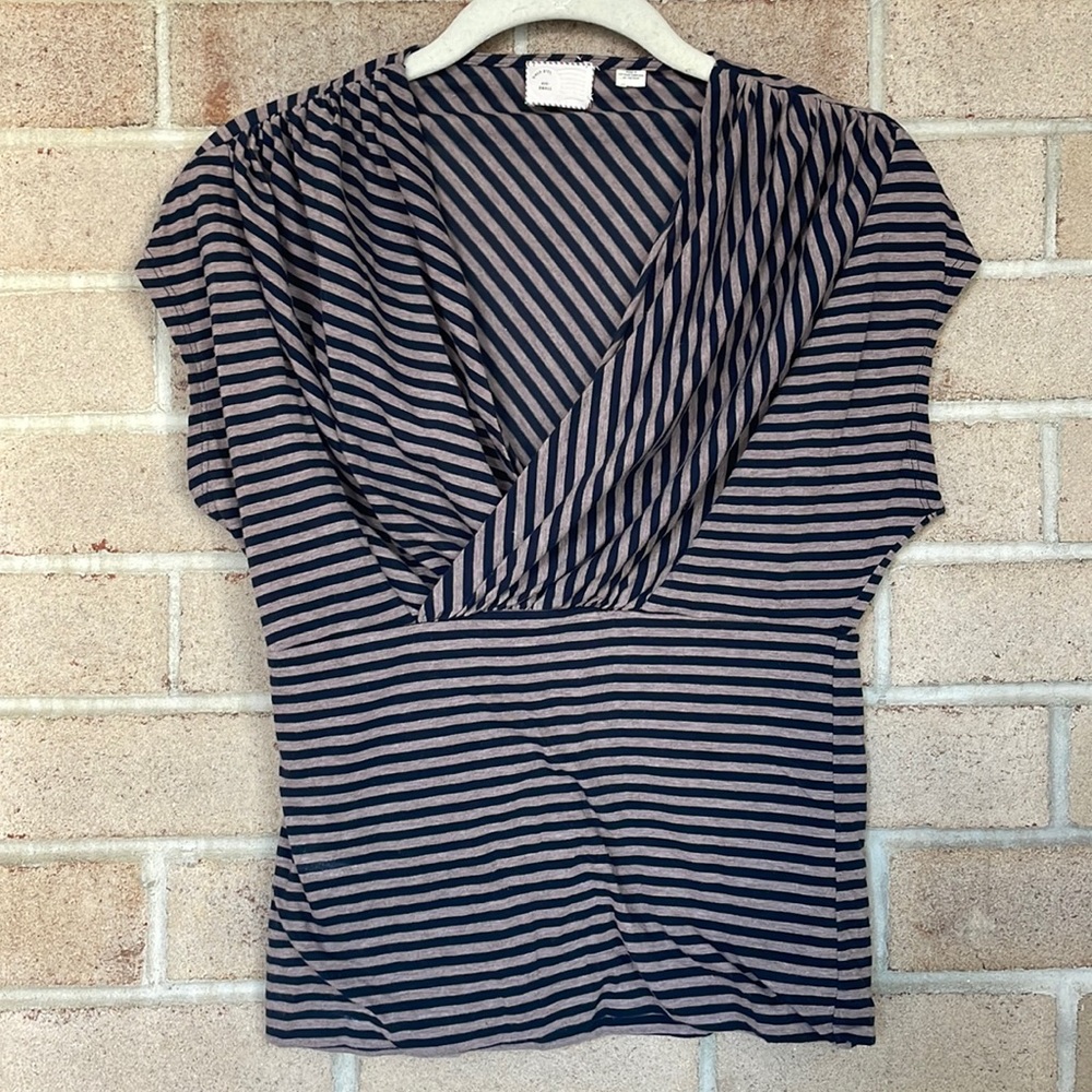 Postmark Striped Surplice V-Neck Top